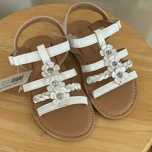 White Floral Kids Sandals, Nwt